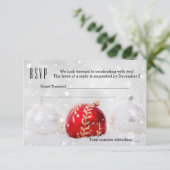 Snow Silver Weihnachtskarte RSVP Einladung (Stehend Vorderseite)