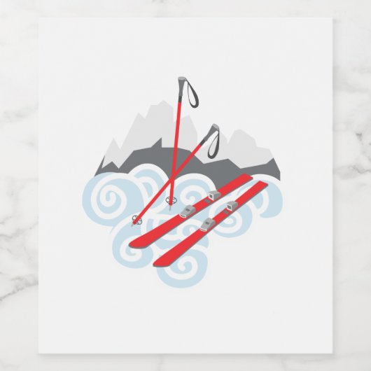 Snow Skis Weinetikett (Einzelnes Label)