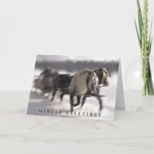 Snow Sleigh Feiertagskarte (Vorderseite)