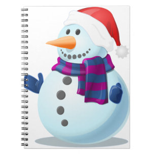 Snow Snowman Cold Winter Frozen Gloves Scarf Notizblock