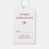 Snow & Sparkles Family Name Red Merry Christmas Geschenkanhänger (Vorderseite)