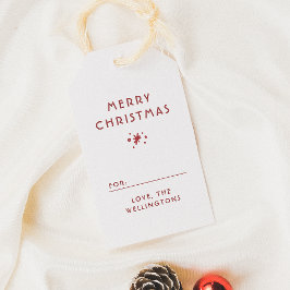 Snow & Sparkles Family Name Red Merry Christmas Geschenkanhänger