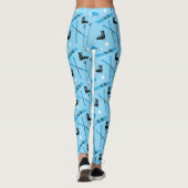 Snow Sports Blue Skiing Pattern Leggings (Rückseite)