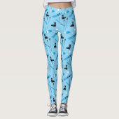 Snow Sports Blue Skiing Pattern Leggings (Vorderseite)