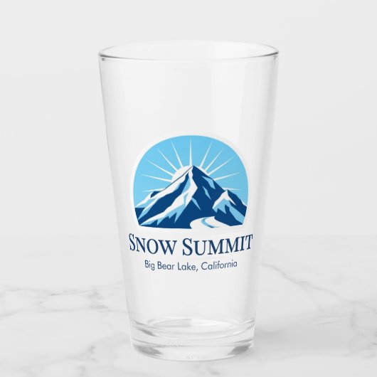 Snow Summit California Skigebiet Souvenir Glas (Vorderseite)