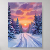 Snow Sunset | Winter Mountain Landscape Poster (Vorne)