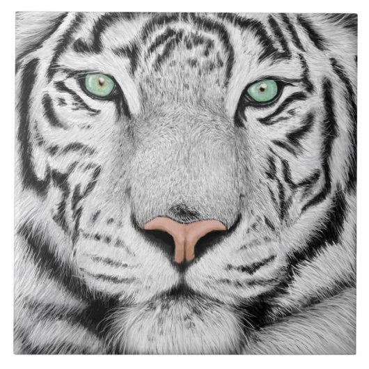 Snow Tiger Face Fliese (Vorderseite)