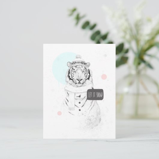 Snow Tiger Postkarte (Stehend Vorderseite)