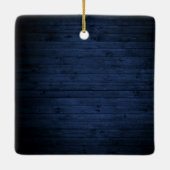 Snow Top Blue Wood Erste Weihnachtsfamilie Foto Keramikornament (Rückseite)