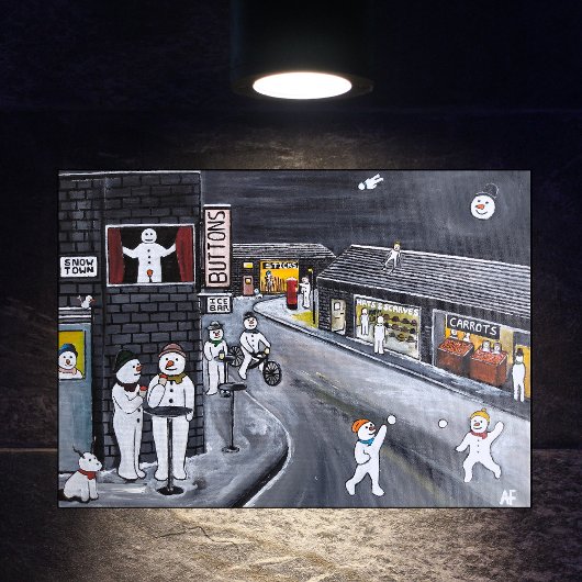 Snow Town Painting by Alfred Fox Leinwanddruck