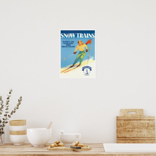 Snow Trains Vintage Reiseplakat Poster (Küche)