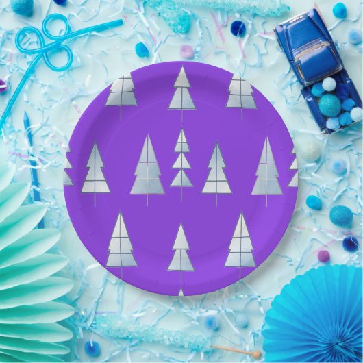 Snow Trees Elegant Winter Pappteller (Party)