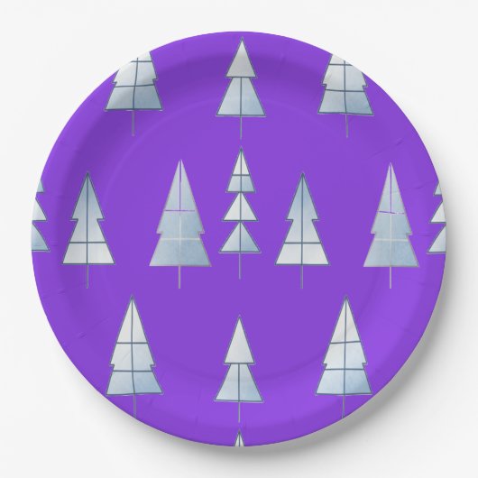 Snow Trees Elegant Winter Pappteller (Vorderseite)