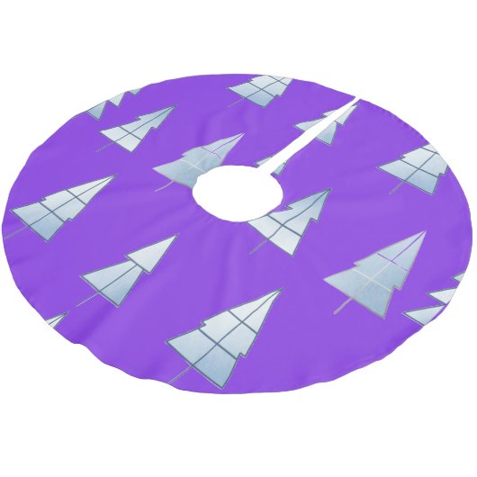 Snow Trees Elegant Winter Polyester Weihnachtsbaumdecke (Schrägansicht)