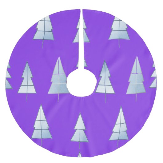 Snow Trees Elegant Winter Polyester Weihnachtsbaumdecke (Vorderseite)