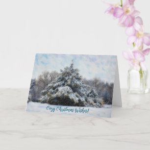 Snow Trees Meadow Christmas Cosy Weihnachtskarte Karte