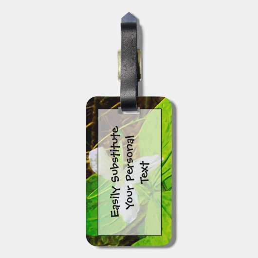 Snow Trillium eine weiße Wildblume Abstrakt Gepäckanhänger (Rückseite vertikal)