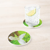 Snow Trillium eine weiße Wildblume Abstrakt Sandstein Untersetzer (Seite)