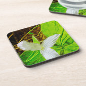 Snow Trillium eine weiße Wildblume Abstrakt Untersetzer (Linke Seite)