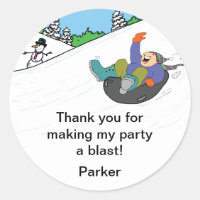 Snow Tubing Geburtstagsparty Gefallen Stickers BOY