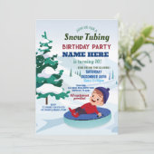 Snow Tubing Geburtstagsparty Slopes Einladung Schn (Stehend Vorderseite)