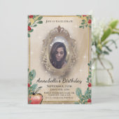 Snow White Fairy Tale Magic Mirror Foto Einladung (Stehend Vorderseite)