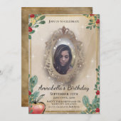 Snow White Fairy Tale Magic Mirror Foto Einladung (Vorne/Hinten)