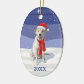 Snow White Labrador Retriever Weihnachtsmannmütze Keramik Ornament (Links)