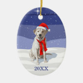 Snow White Labrador Retriever Weihnachtsmannmütze Keramik Ornament (Vorne)