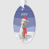 Snow White Labrador Retriever Weihnachtsmannmütze Ornament (Vorderseite)