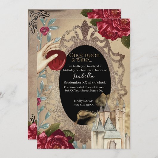 Snow White Magic Mirror Fairy Tale Einladung (Vorne/Hinten)