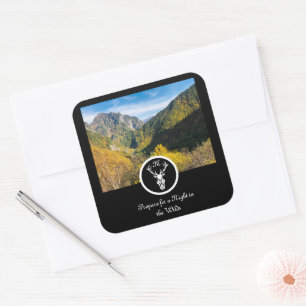 Snow White Stag Silhouette Monogram Foto Quadratischer Aufkleber