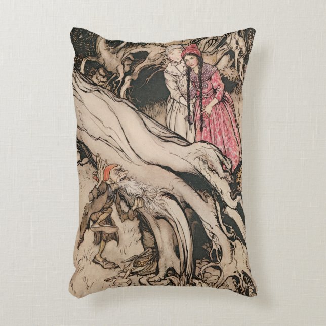 Snow White und Rose Red von Arthur Rackham Dekokissen (Vorderseite(Vertikal))