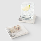 Snow White Westie Hund Foto Stone Untersetzer (Seitenansicht)