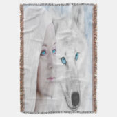Snow White Wolf Lady Blue Eyes Decke (Vorderseite Vertikal)