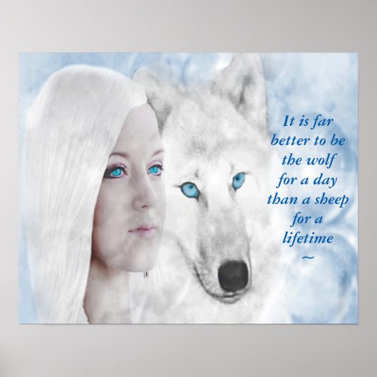 Snow White Wolf Lady Blue Eyes Poster (Vorne)