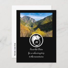 Snow White Wolf Silhouette Laurel Monogram Foto Einladungspostkarte