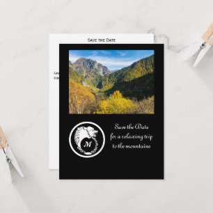 Snow White Wolf Silhouette Laurel Monogram Foto I Einladung