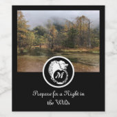 Snow White Wolf Silhouette Laurel Monogram Foto Weinetikett (Einzelnes Label)