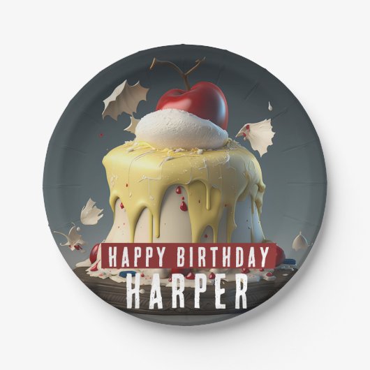 Snow White zum Geburtstag Pappteller (Vorderseite)