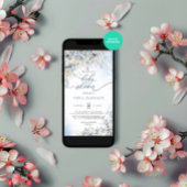 Snow Winter Dusty Blue Baby Dusche Einladung