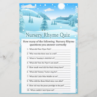 Snow Winter Forest Kinderzimmer Rhyme Quiz Babydus