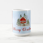 Snow Winter Hütte Bäume Weihnachten Kaffeetasse (Mittel)