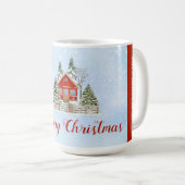 Snow Winter Hütte Bäume Weihnachten Kaffeetasse (VorderseiteRechts)