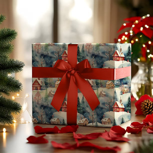 Snow Winter Swiss Village Weihnachtsfeiertag Geschenkpapier