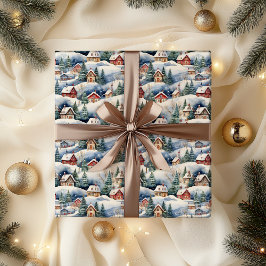 Snow Winter Swiss Village Weihnachtsfeiertag Geschenkpapier