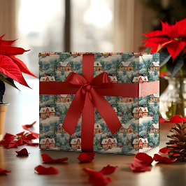 Snow Winter Swiss Village Weihnachtsfeiertag Geschenkpapier