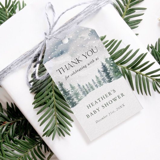 Snow Winter Wonderland Baby Dusche Vielen Dank Geschenkanhänger