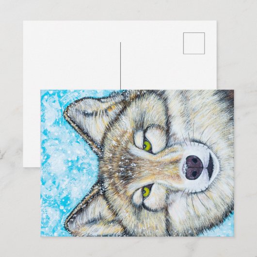 Snow Wolf Postkarte (Vorne/Hinten)