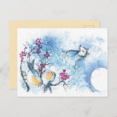 Snow Wolf und Robinen Postkarte (Vorne/Hinten)